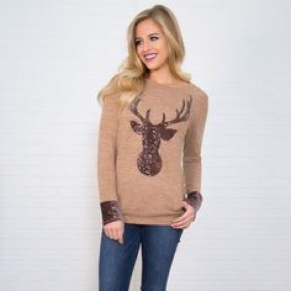 Filly Flair Tops - Sequin Christmas reindeer sweatshirt